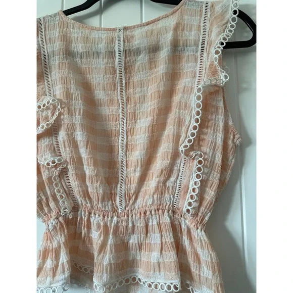 BB‎ Dakota Lisanne Pink Gingham Lace Top Size Small - Picture 5 of 9